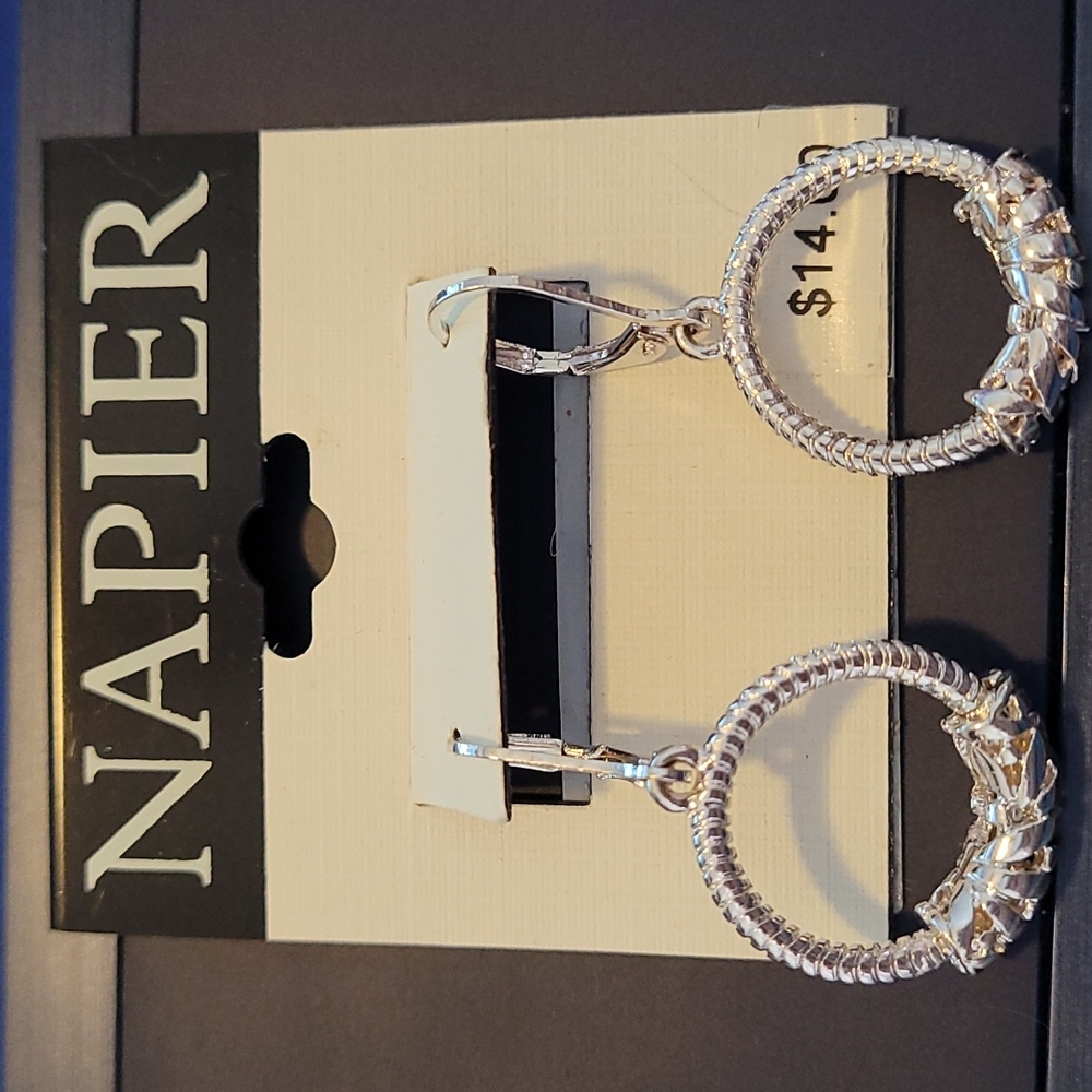 Napier Silver Tone Hoop Earrings NWT